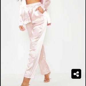 Rose Pink Satin Jogger Pants